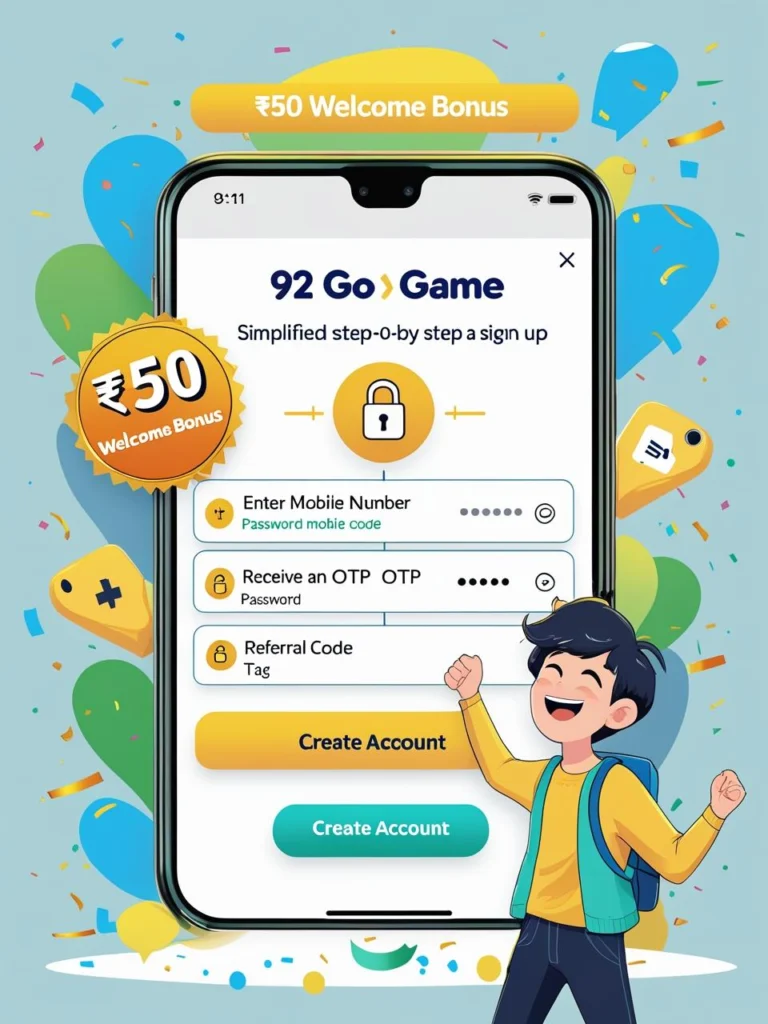 92 go games create account get 50Rs